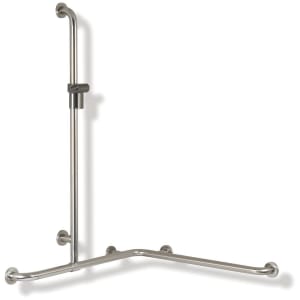 HEWI Serie 805 Classic Duschhandlauf mit verschiebbarer Brausehalterstange 110  x 76,2/76,2 cm