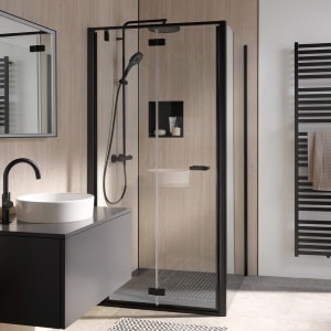 HSK Favorit Plus Drehpunkt Drehfalttür für Nische oder Seitenwand, Anschlag links, 90 x 200 cm, mit TwinSeal-Glasbeschichtung