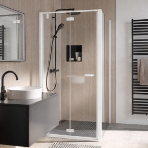 HSK Favorit Plus Drehpunkt Drehfalttür für Nische oder Seitenwand, Anschlag rechts, 100 x 200 cm, mit TwinSeal-Glasbeschichtung