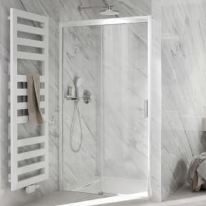 HSK Solida Gleittür 2-teilig bodenfrei 160 cm mit Softclose und Magnetgleiter, Festelement links