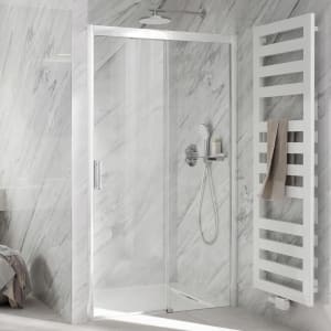 HSK Solida Gleittür 2-teilig bodenfrei Sondermaß bis 120 cm mit Softclose und Magnetgleiter, Festelement rechts