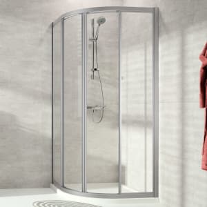 HÜPPE Alpha 2 vollgerahmt 1/4 Kreis Gleittür, 80-125 x 190/200 cm, Radius 55 cm, Glas mit Anti-Plaque
