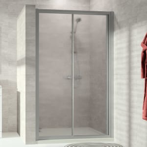 HÜPPE Alpha 2 vollgerahmt 4-Eck Gleittür 1-teilig mit festem Segment, 130 x 190 cm, Kunstglas