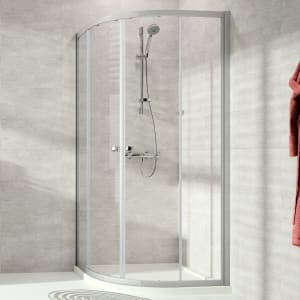 HÜPPE Alpha 2 teilgerahmt 1/4 Kreis Gleittür, 100 x 190 cm, Radius 50 cm, Glas mit Anti-Plaque