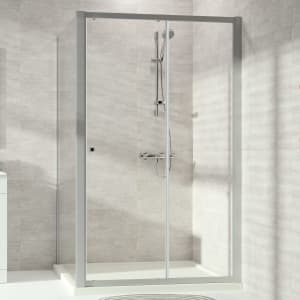 Hüppe Alpha 2 teilgerahmt 4-Eck Seitenwand, 100 x 200 cm, Glas mit Anti-Plaque