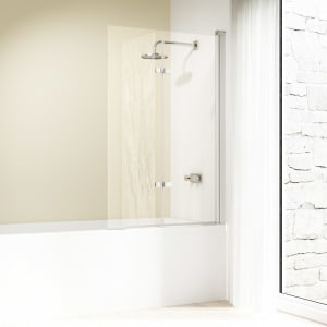 HÜPPE Design elegance Badewannenabtrennung Drehfalttür 100 x 150 cm mit Anti-Plaque, Befestigung rechts