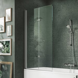 HÜPPE Design pure Badewannenabtrennung Schwingfalttür B: bis 120 H: bis 150 cm, Linksbefestigung, Glas mit Anti-Plaque