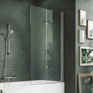 HÜPPE Design pure Badewannenabtrennung Schwingfalttür B: 100 H: 150 cm, Rechtsbefestigung, Glas ohne Anti-Plaque