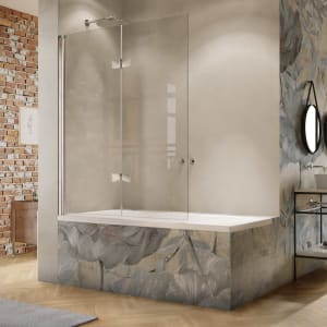 HÜPPE Solva teilgerahmt Badewannenabtrennung Schwingfalttür 50-125 x 120-200 cm, Glas ohne Anti-Plaque, Linksbefestigung