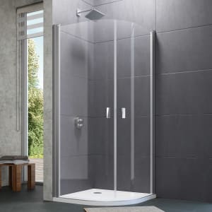 HÜPPE Design pure 1/4 Kreis Schwingtür 90 x 190 cm, R= 55 cm, Glas mit Anti-Plaque