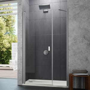 HÜPPE Design pure 4-Eck Schwingtür mit Nebenteil 100 x 190 cm, Glas ohne Anti-Plaque