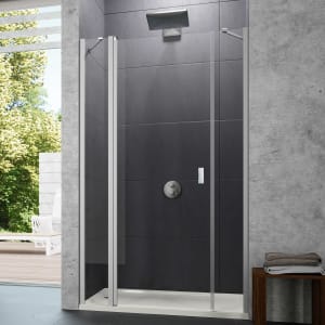 HÜPPE Design pure 4-Eck Schwingtür mit festem Segment und Nebenteil 120 x 190 cm, Glas mit Anti-Plaque