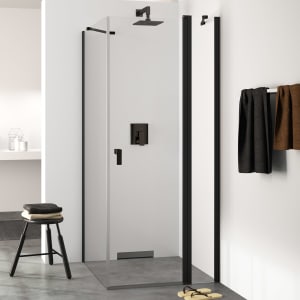 HÜPPE Design pure 4-Eck Schwingtür mit festem Segment 80 x 200 cm, Glas ohne Anti-Plaque