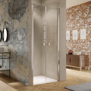 HÜPPE Solva teilgerahmt 4-Eck Pendeltür in Nische 120,1-180 x 120-200 cm, Glas ohne Anti-Plaque