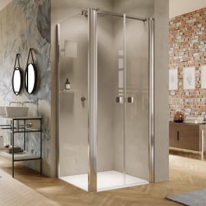 HÜPPE Solva teilgerahmt 4-Eck Pendeltür für Seitenwand 100 x 200 cm, Glas ohne Anti-Plaque