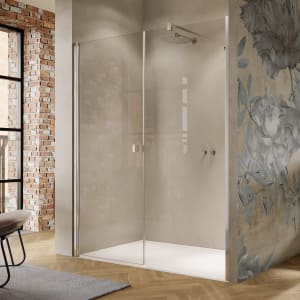 HÜPPE Solva teilgerahmt 4-Eck Schwingtür mit Nebenteil 120,1-280 x 120-200 cm, Glas ohne Anti-Plaque, Linksbefestigung