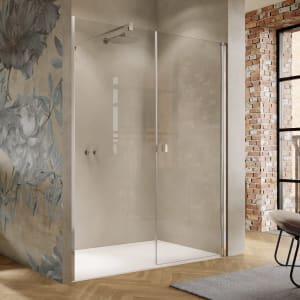 HÜPPE Solva teilgerahmt 4-Eck Schwingtür mit Nebenteil 70-120 x 200,1-220 cm, Glas mit Anti-Plaque, Rechtsbefestigung