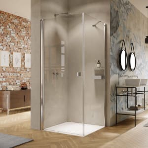 HÜPPE Solva teilgerahmt 4-Eck Seitenwand 100 x 200 cm, Glas mit Anti-Plaque