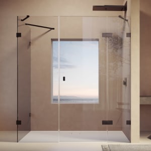 HÜPPE SolvaPro Schwingtür mit festem Segment mit Nebenteil und Seitenwand 120,1-330 x 120-200 cm, mit Anti-Plaque