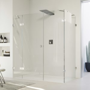 HÜPPE SolvaPro Schwingtür mit festem Segment mit Nebenteil und Seitenwand 90-120 x 200,1-220 cm, mit Anti-Plaque