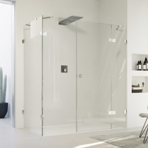 HÜPPE SolvaPro Schwingtür mit festem Segment mit Nebenteil und Seitenwand 120,1-330 x 200,1-220 cm, mit Anti-Plaque