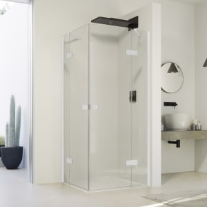 HÜPPE SolvaPro Schwingtür mit festem Segment für Eckeinstieg (1/2) 120,1-150 x 200,1-220 cm, ohne Anti-Plaque