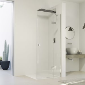 HÜPPE SolvaPro Schwingtür mit festem Segment für Seitenwand und Nische 120,1-150 x 200,1-220 cm, mit Anti-Plaque