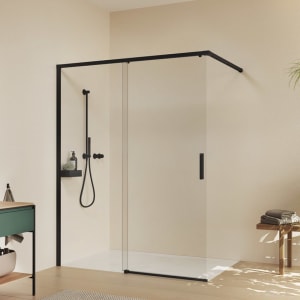 HÜPPE Vita pure Schiebetür 1-teilig mit festem Glaselement B: 158,5 - 162,5 H: 200 cm, mit Anti-Plaque