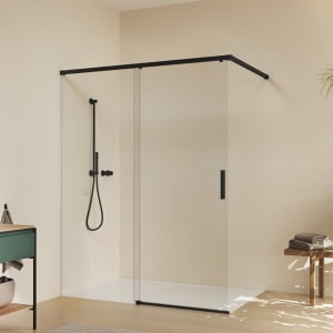 HÜPPE Vita pure Schiebetür 1-teilig mit festem Glaselement B: 88,5 - 92,5 H: 200 cm, mit Anti-Plaque