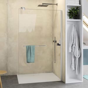 HÜPPE Select+ Walk-In Seitenwand alleinstehend 6 mm, 80 x 200 cm, mit Stabilisator und Handtuchhalter