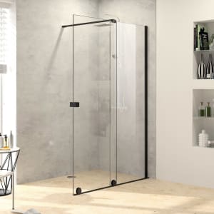 HÜPPE Xtensa pure Walk-In Gleittür mit festem Segment 120 cm, Anschlag rechts, mit Stabilisator