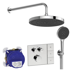 Ideal Standard Duscharmaturen-Set Ceratherm Navigo® Unterputzthermostat mit Easy-Box Unterputz-Grundkörper, Solos 3-Funktions-Kopf- und Handbrause