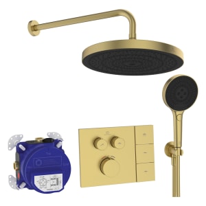 Ideal Standard Duscharmaturen-Set Ceratherm Navigo® Unterputzthermostat mit Easy-Box Unterputz-Grundkörper, Solos 3-Funktions-Kopf- und Handbrause