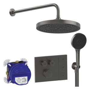 Ideal Standard Duscharmaturen-Set Ceratherm Navigo® Unterputzthermostat mit Easy-Box Unterputz-Grundkörper, Solos 3-Funktions-Kopf- und Handbrause