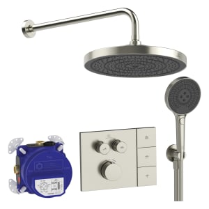 Ideal Standard Duscharmaturen-Set Ceratherm Navigo® Unterputzthermostat mit Easy-Box Unterputz-Grundkörper, Solos 3-Funktions-Kopf- und Handbrause