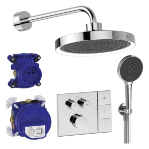 Ideal Standard Duscharmaturen-Set Ceratherm Navigo® UP-Brausethermostat mit Easy-Box, Solos 3-Funktions-Kopf- und Handbrause, LED-Leuchtring