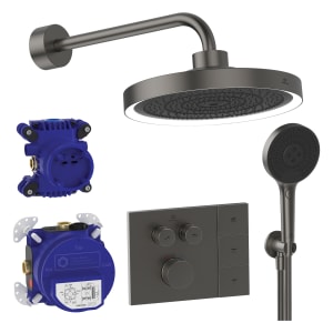 Ideal Standard Duscharmaturen-Set Ceratherm Navigo® UP-Brausethermostat mit Easy-Box, Solos 3-Funktions-Kopf- und Handbrause, LED-Leuchtring