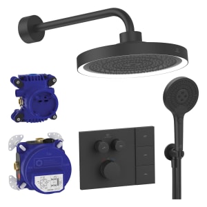 Ideal Standard Duscharmaturen-Set Ceratherm Navigo® UP-Brausethermostat mit Easy-Box, Solos 3-Funktions-Kopf- und Handbrause, LED-Leuchtring