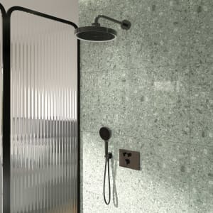 Ideal Standard Duscharmaturen-Set – Ceratherm Navigo® Brausethermostat Unterputz mit Easy-Box Unterputz-Grundkörper, Solos 3-Funktions-Kopf- und Handbrause, LED-Leuchtring