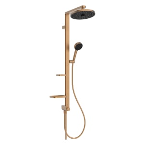 Ideal Standard Ceratwist Alu+ Duschsystem ohne Armatur, mit 2 Ablagen, 2-Funktions-Handbrause und 2-Funktions-Kopfbrause