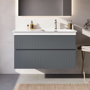 Ideal Standard Finesse Waschtischunterschrank 100 cm mit 2 Auszügen, asymmetrisch rechts, für Möbelwaschtisch