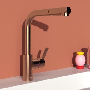 Ideal Standard Gusto Küchenarmatur Ausladung 23,5 cm L-Auslauf 2F-Brause