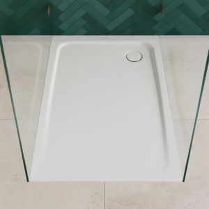 Kaldewei TEMPER Duschwanne 75 x 100 cm mit Invisibe Grip und Wannenträger extraflach