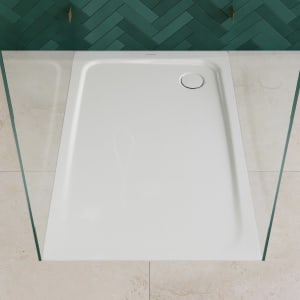 Kaldewei TEMPER Duschwanne 80 x 120 cm mit Invisibe Grip und Wannenträger extraflach