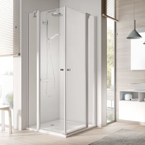 Kermi Ibiza 2000 Eckeinstieg Pendeltür mit Festteil 120 x 185 cm, Halbteil links