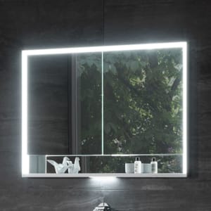 Keuco Royal Lumos Aufputz-Spiegelschrank 70 x 73,5 cm mit LED-Beleuchtung und Spiegelheizung, 2 Türen