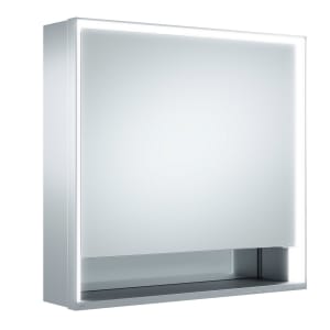 Keuco Royal Lumos Aufputz-Spiegelschrank 65 x 73,5 cm mit Spiegelheizung, LED-Beleuchtung, 1 Tür, Anschlag links