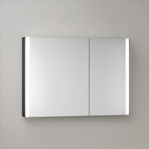 Keuco Royal Metis LED Aufputz-Spiegelschrank 100 x 71 cm, 2 Türen mit Spiegelheizung, asymmetrisch