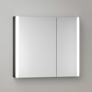 Keuco Royal Metis LED Aufputz-Spiegelschrank 80 x 71 cm, 2 Türen mit Spiegelheizung, asymmetrisch, französiche Ausführung