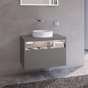 Keuco Stageline Waschtischunterbau 80 cm, ohne Hahnloch, mit LED Fachbeleuchtung